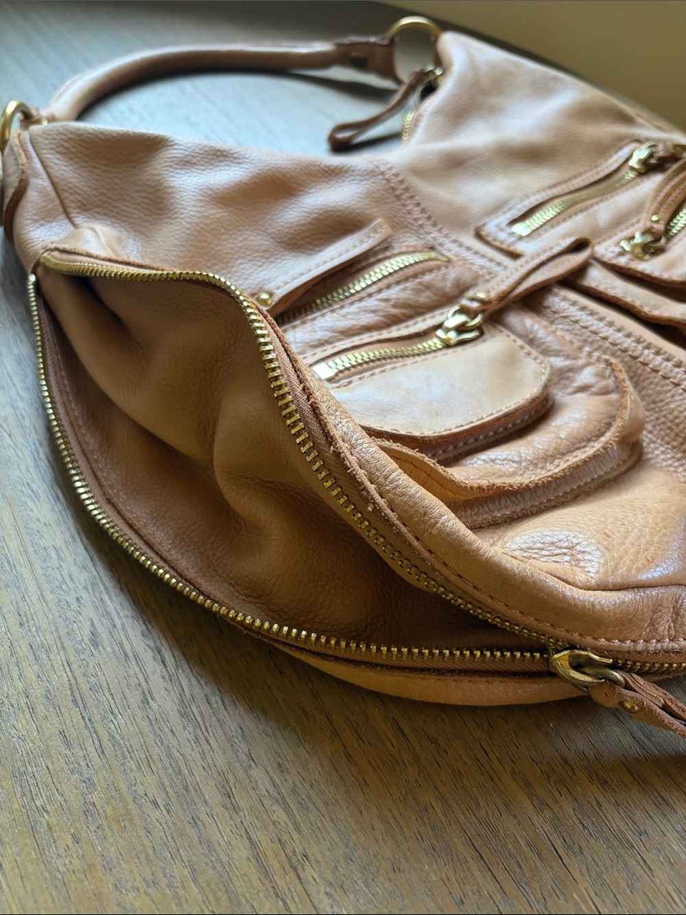 Linea Pelle Dylan Tan Hobo Leather Handbag Purse - Picture 10 of 12